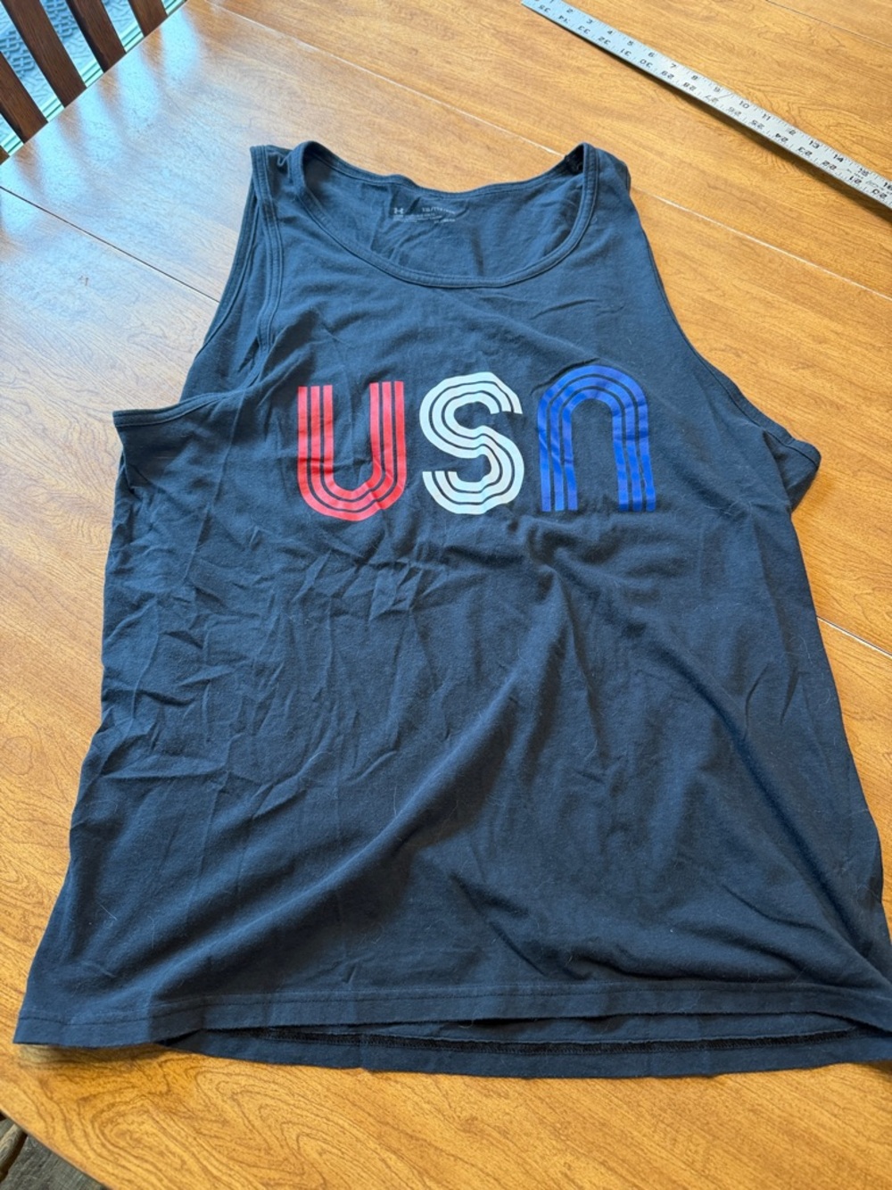 Under Armour Black Tank Top with Red White and Blue USA Graphic